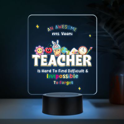 Personalized Teacher LED Night Lamp Custom with Name Birthday Gift for Teacher School Teacher Gift from Student Thank You Gifts for Teacher from Students (Multicolored Light)